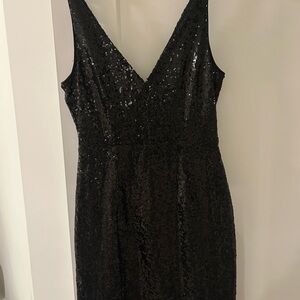 Lulu's Black Sequin Backless Dress
